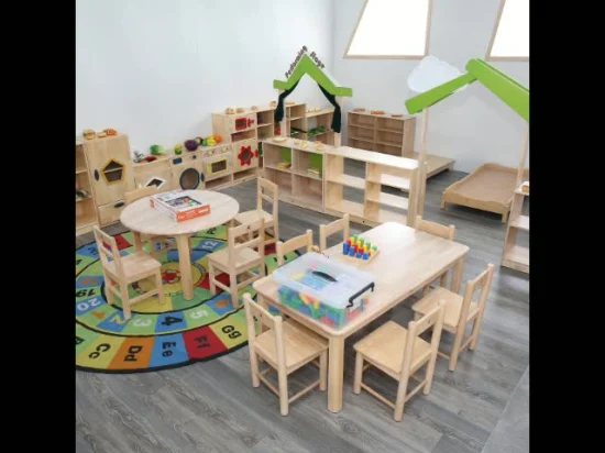 中国工場卸売子供用幼稚園椅子家具、子供用木製家具、就学前の子供用テーブルと椅子、学生教室椅子家具