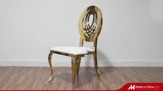 卸売ゴールドステンレス鋼の積み重ね可能なダイニングチェア、結婚式の宴会ホールの椅子
